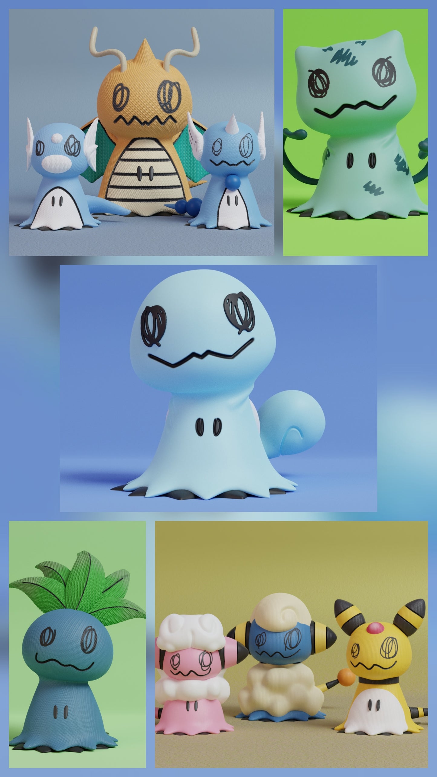 Mimikyuus in Translucent Color with or without Rechargeable Puck Light! New Glitter shine