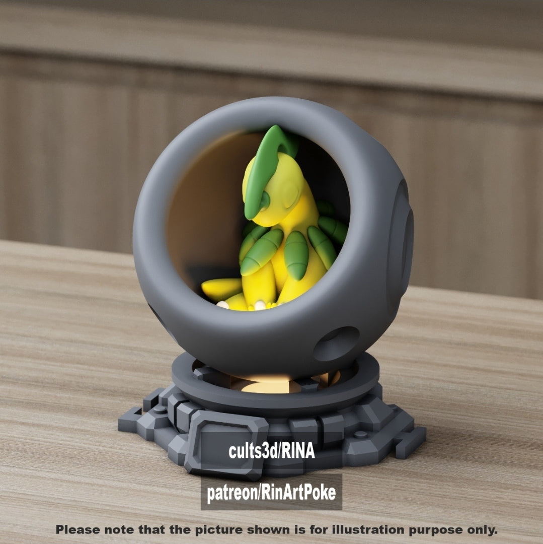 Medium - Single Metallic Translucent Color Resting Mon in a Pod stand with Puck Light