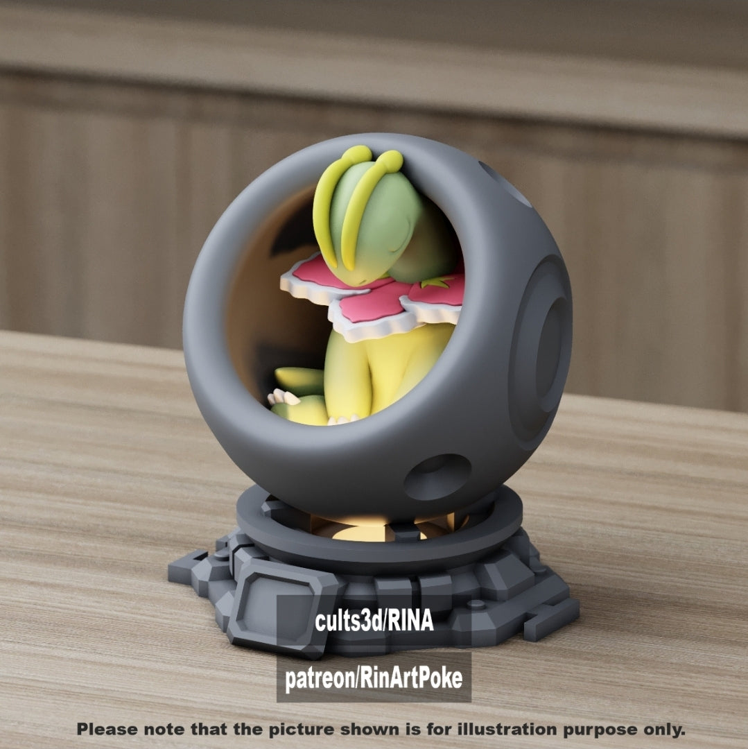 Medium - Single Metallic Translucent Color Resting Mon in a Pod stand with Puck Light