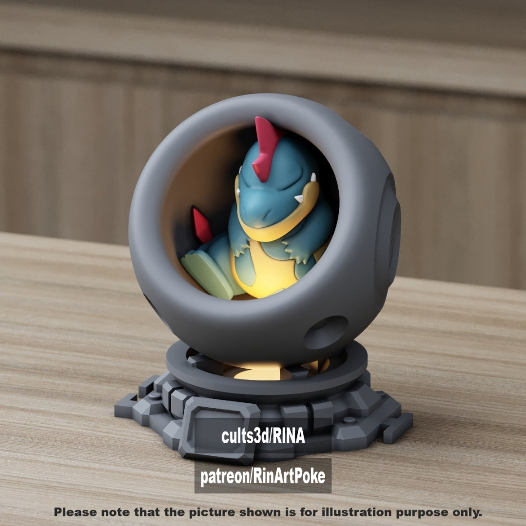 Medium - Single Metallic Translucent Color Resting Mon in a Pod stand with Puck Light