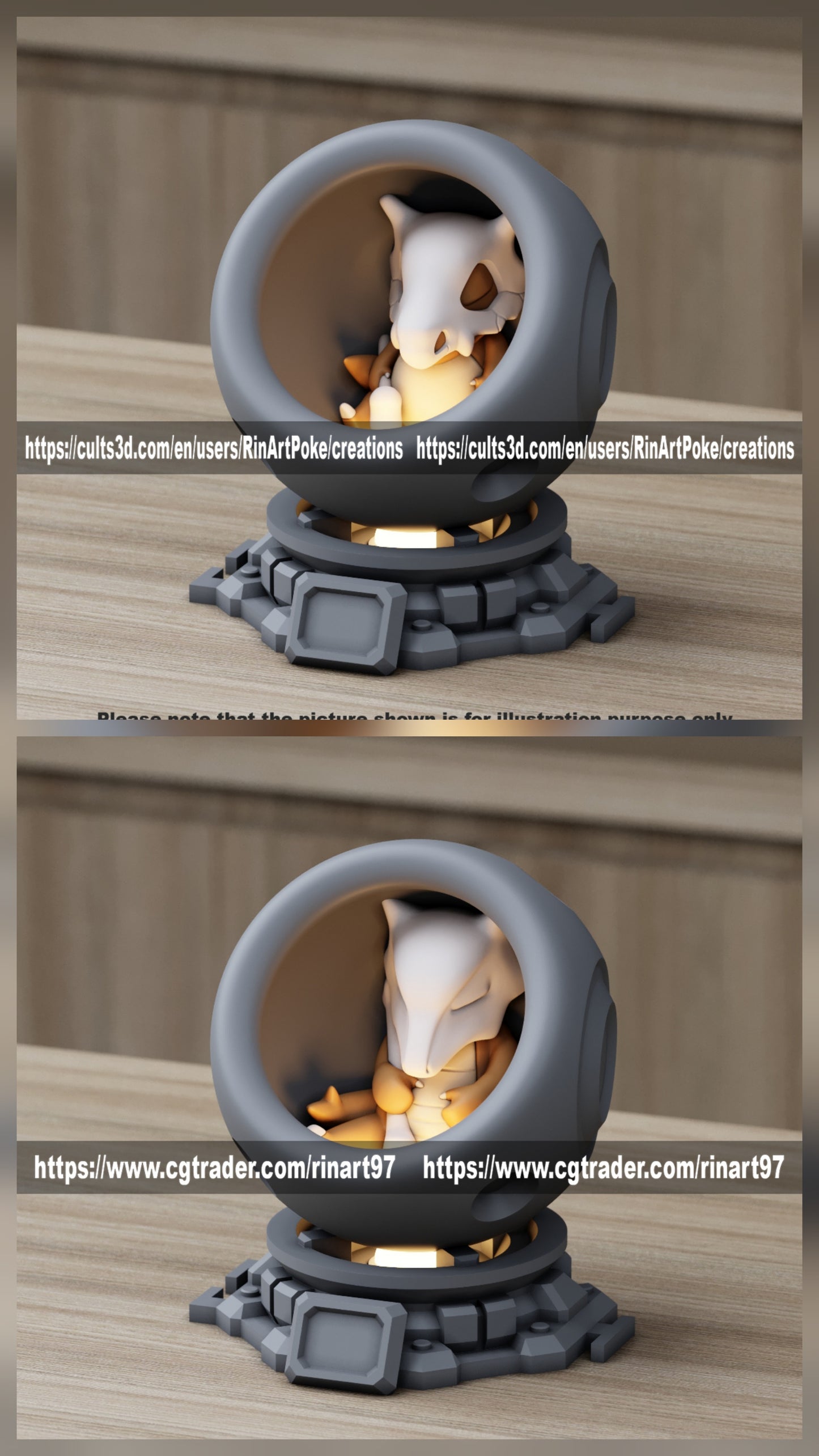 Medium - Single Metallic Translucent Color Resting Mon in a Pod stand with Puck Light