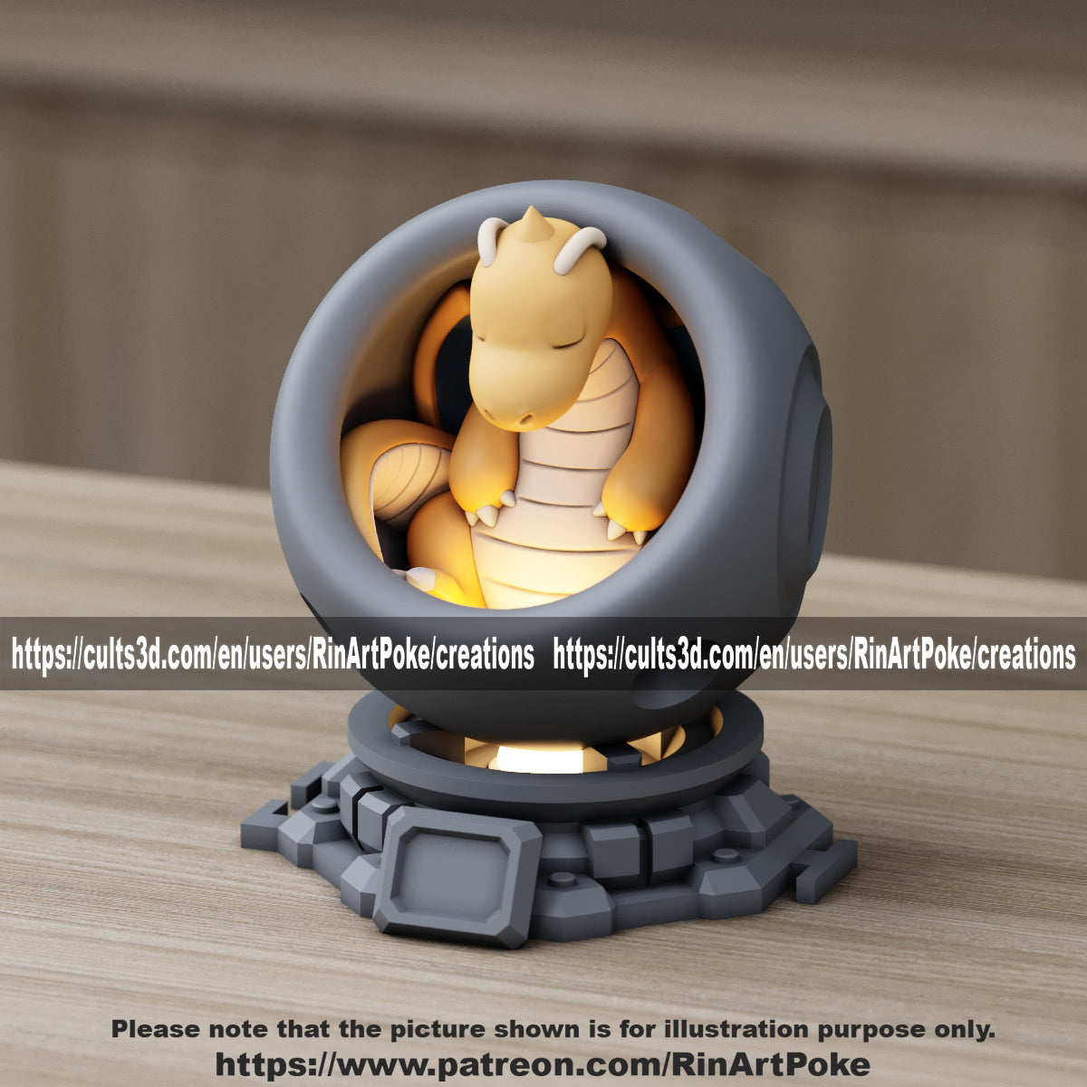 Medium - Single Metallic Translucent Color Resting Mon in a Pod stand with Puck Light