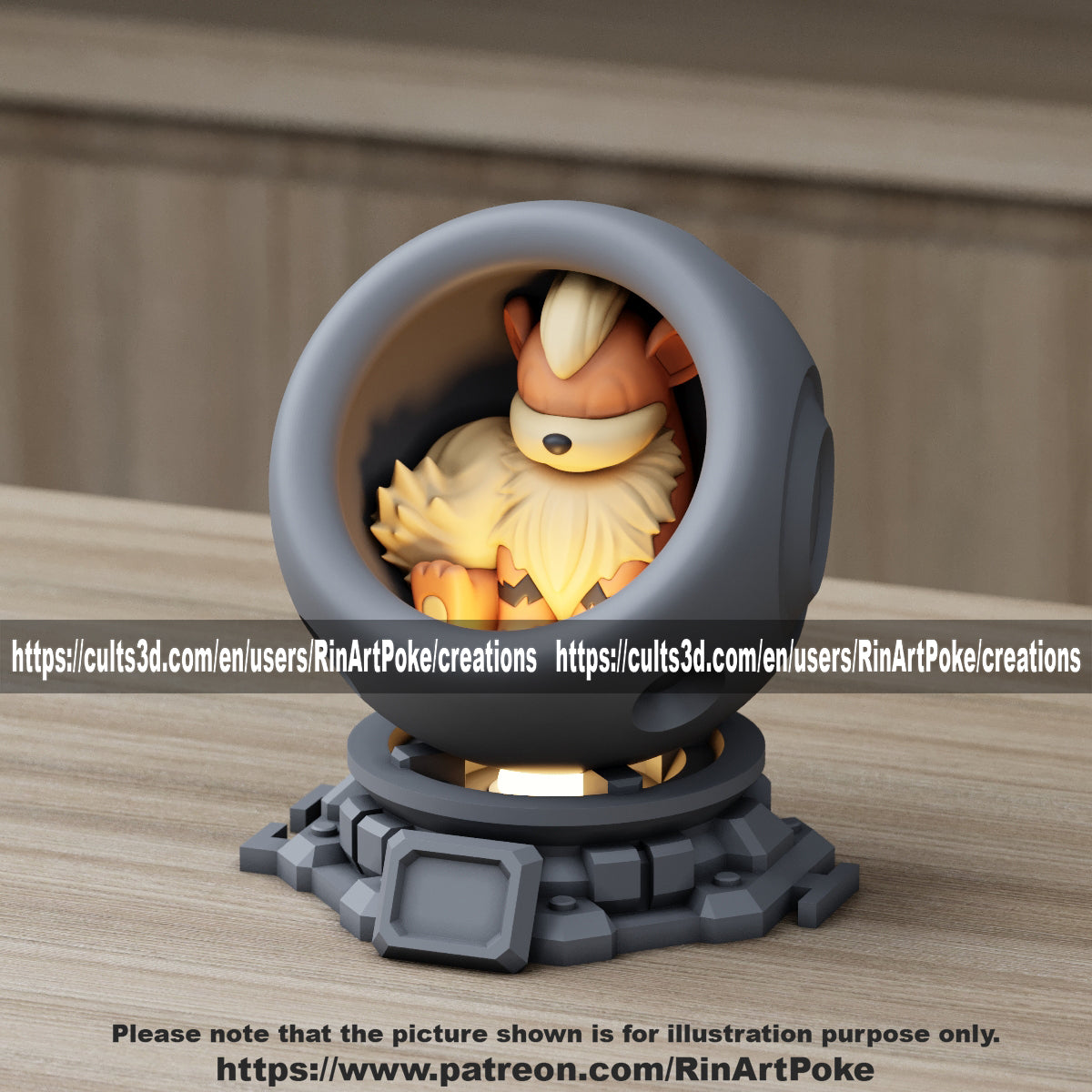 Medium - Single Metallic Translucent Color Resting Mon in a Pod stand with Puck Light