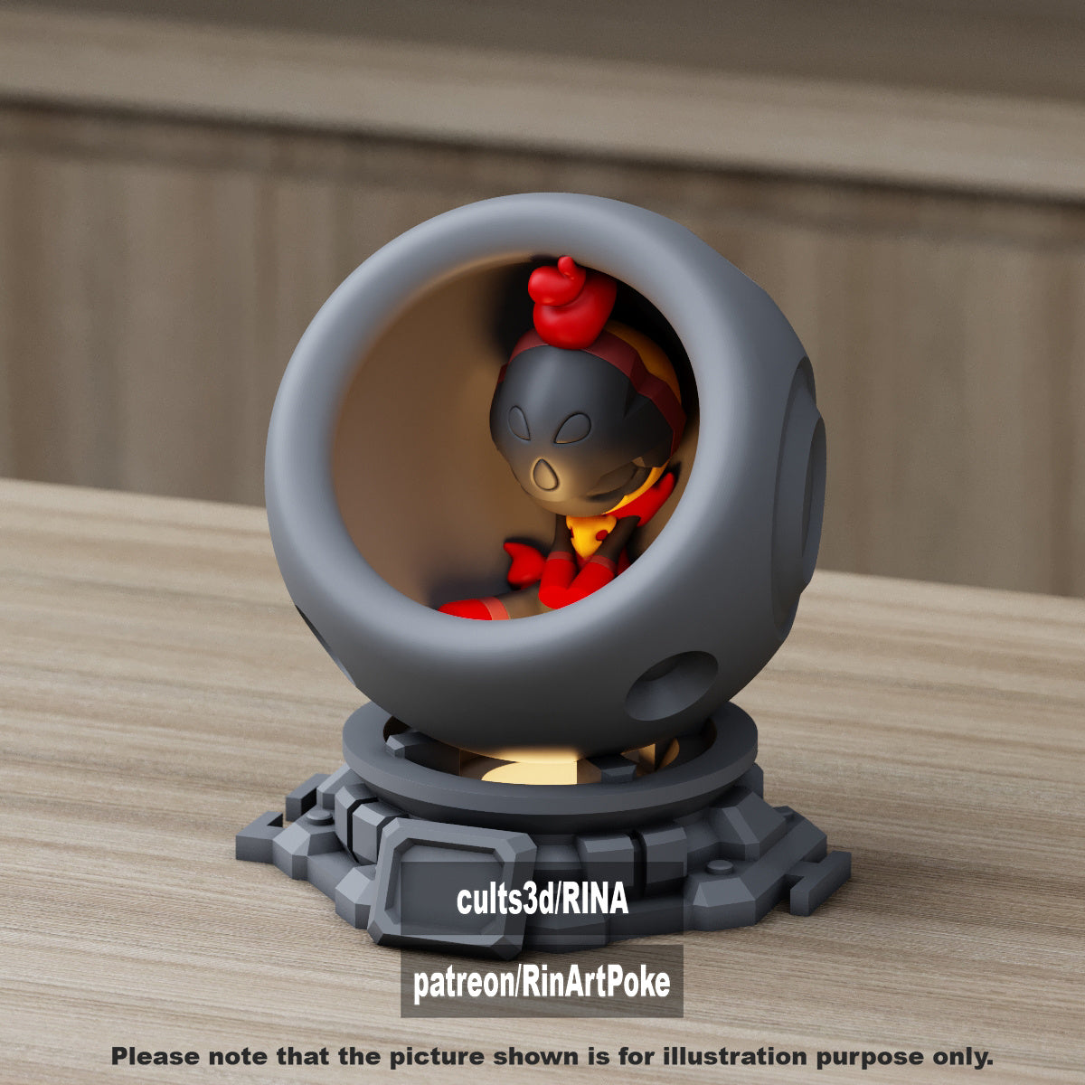 Small - Single Metallic Translucent Color Resting Mon in a Pod stand with Puck Light
