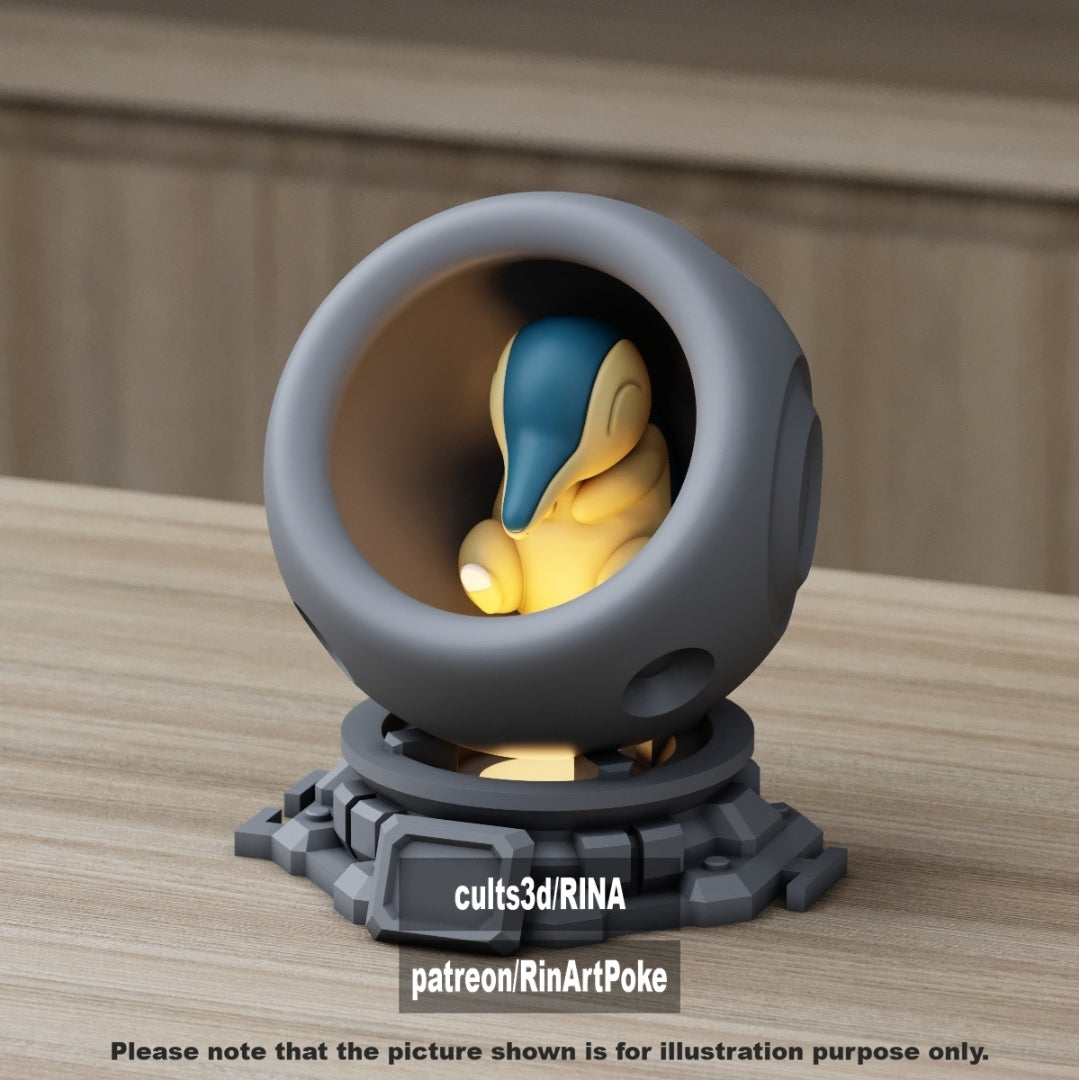 Medium - Single Metallic Translucent Color Resting Mon in a Pod stand with Puck Light