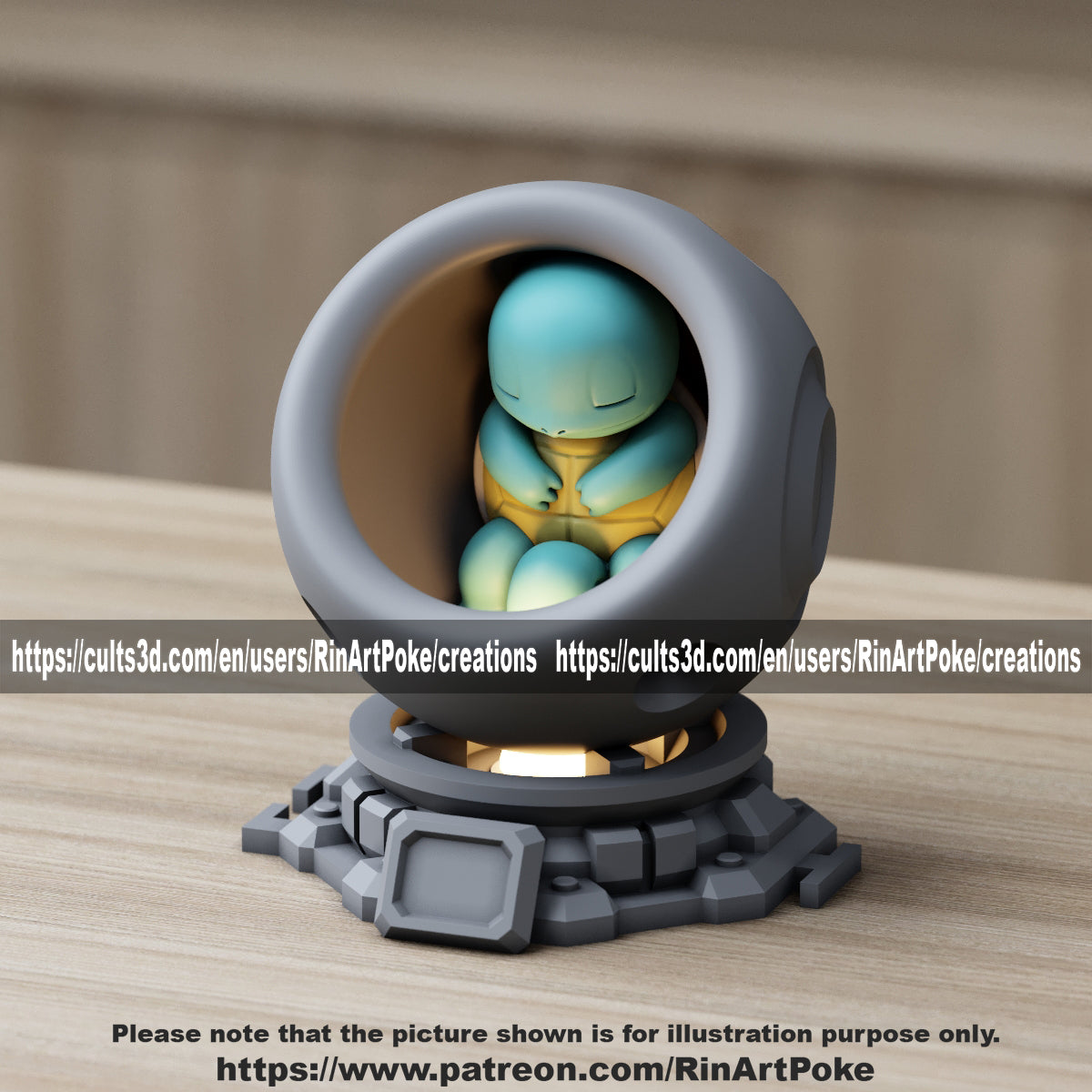 Medium - Single Metallic Translucent Color Resting Mon in a Pod stand with Puck Light