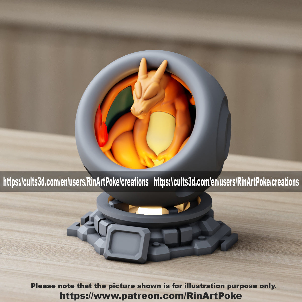 Medium - Single Metallic Translucent Color Resting Mon in a Pod stand with Puck Light