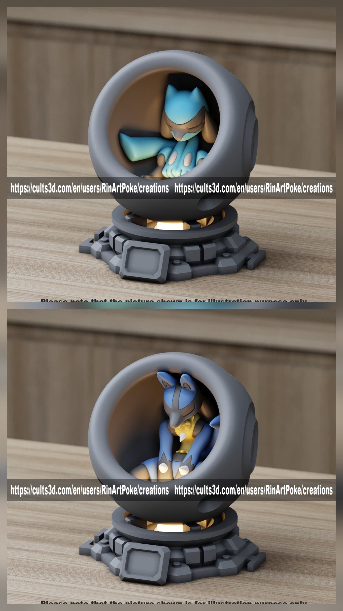 Medium - Single Metallic Translucent Color Resting Mon in a Pod stand with Puck Light