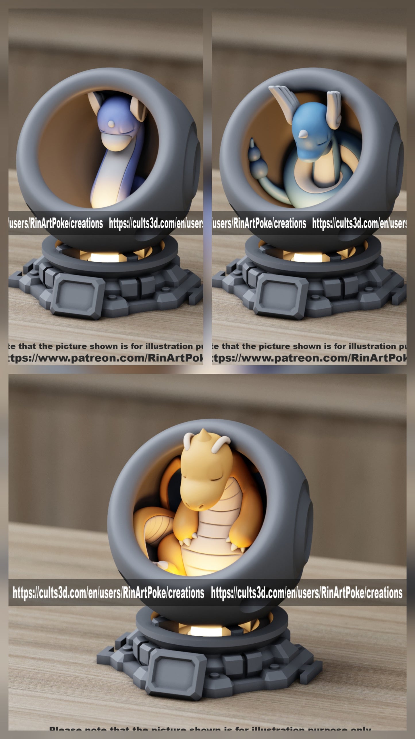 Medium - Single Metallic Translucent Color Resting Mon in a Pod stand with Puck Light