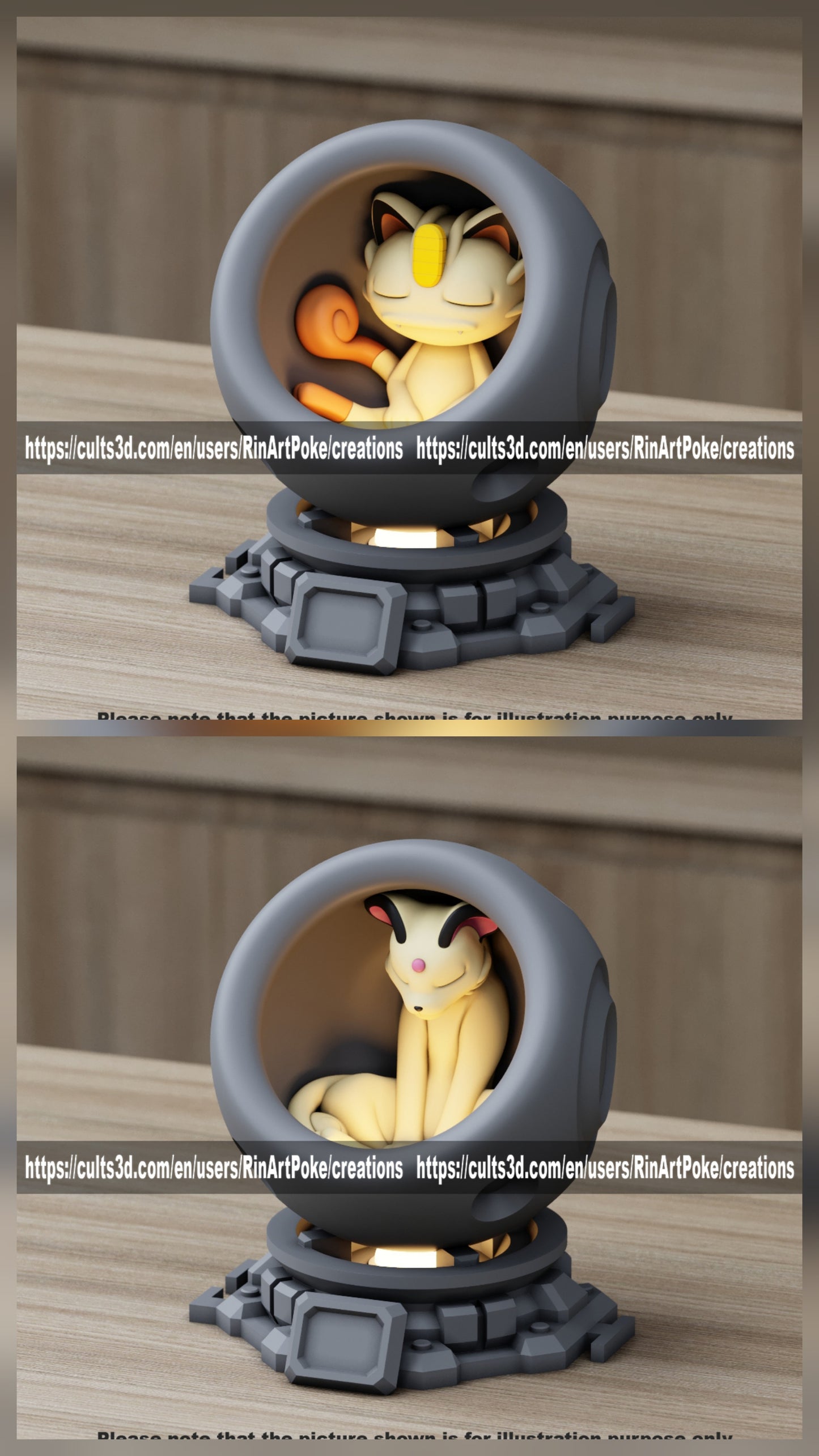 Medium - Single Metallic Translucent Color Resting Mon in a Pod stand with Puck Light