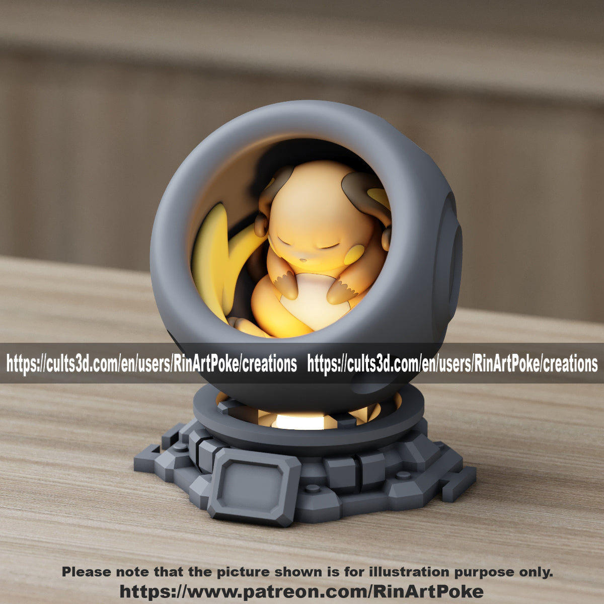 Medium - Single Metallic Translucent Color Resting Mon in a Pod stand with Puck Light