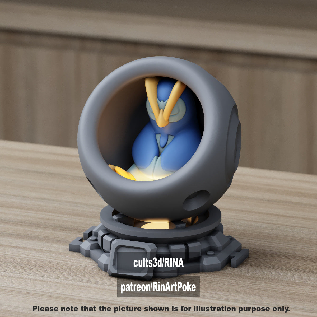 Small - Single Metallic Translucent Color Resting Mon in a Pod stand with Puck Light