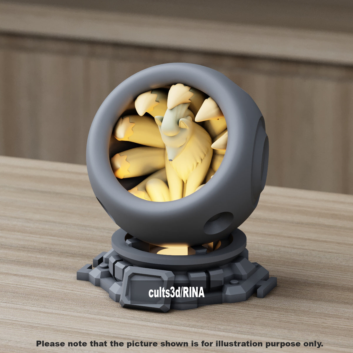 Medium - Single Metallic Translucent Color Resting Mon in a Pod stand with Puck Light