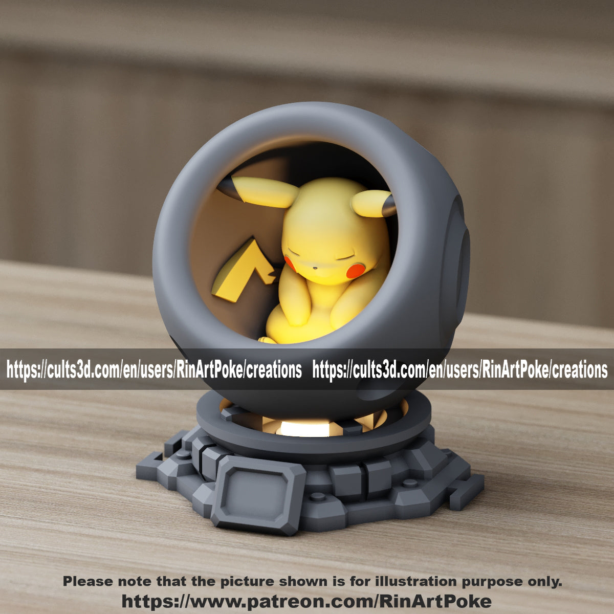 Medium - Single Metallic Translucent Color Resting Mon in a Pod stand with Puck Light
