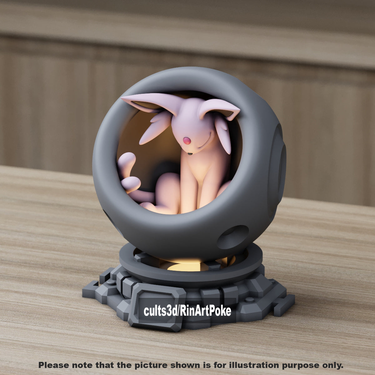 Medium - Single Metallic Translucent Color Resting Mon in a Pod stand with Puck Light