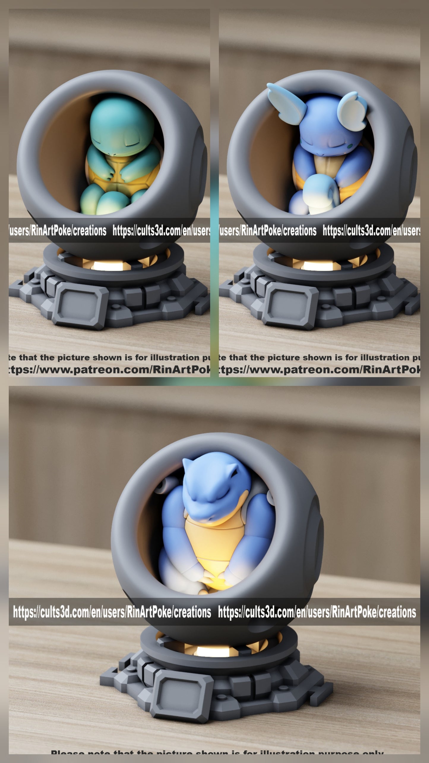 Medium - Single Metallic Translucent Color Resting Mon in a Pod stand with Puck Light
