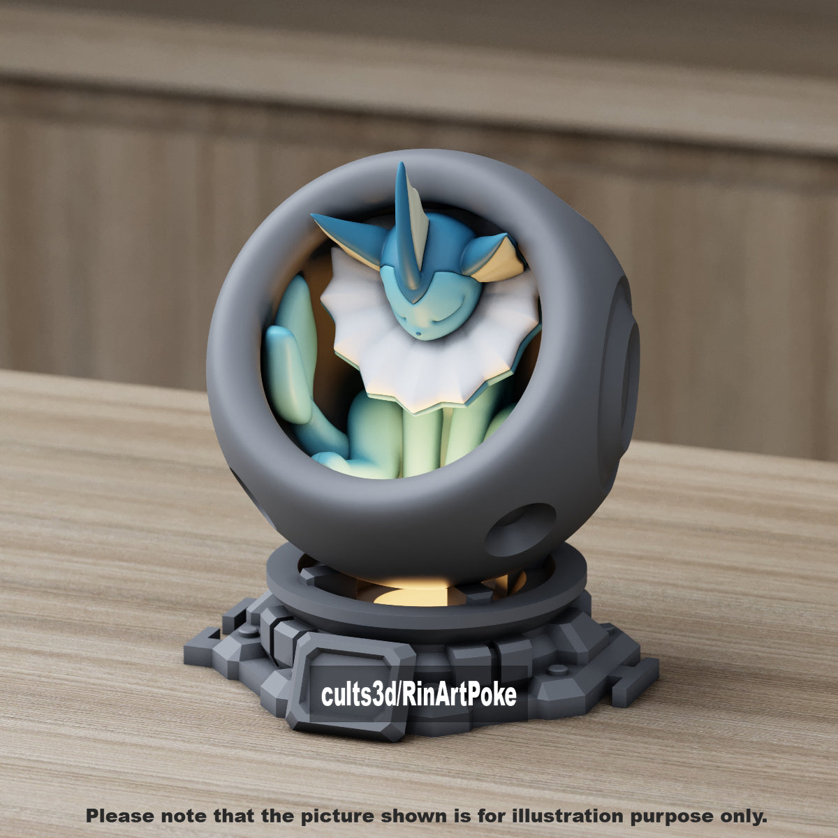 Medium - Single Metallic Translucent Color Resting Mon in a Pod stand with Puck Light