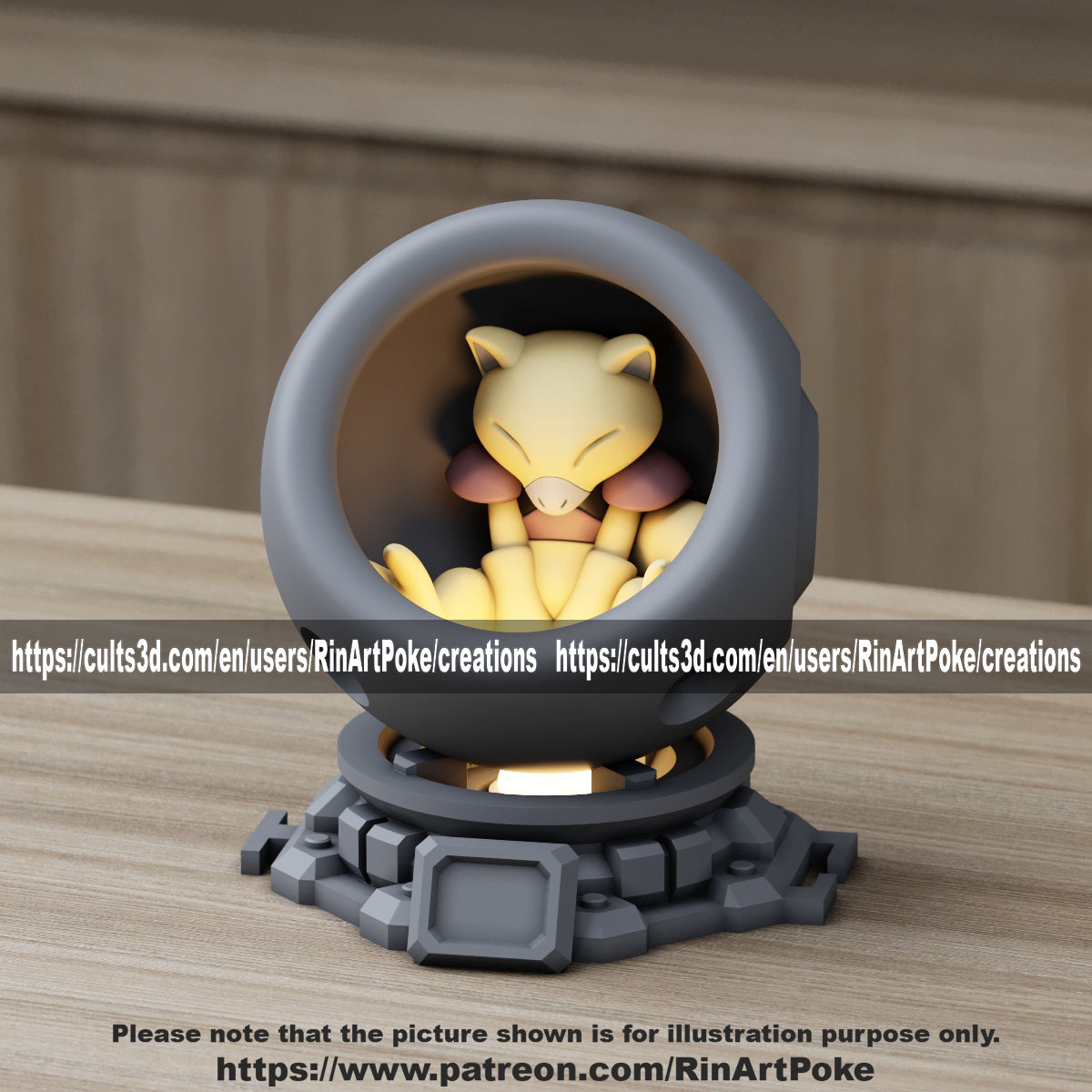 Medium - Single Metallic Translucent Color Resting Mon in a Pod stand with Puck Light