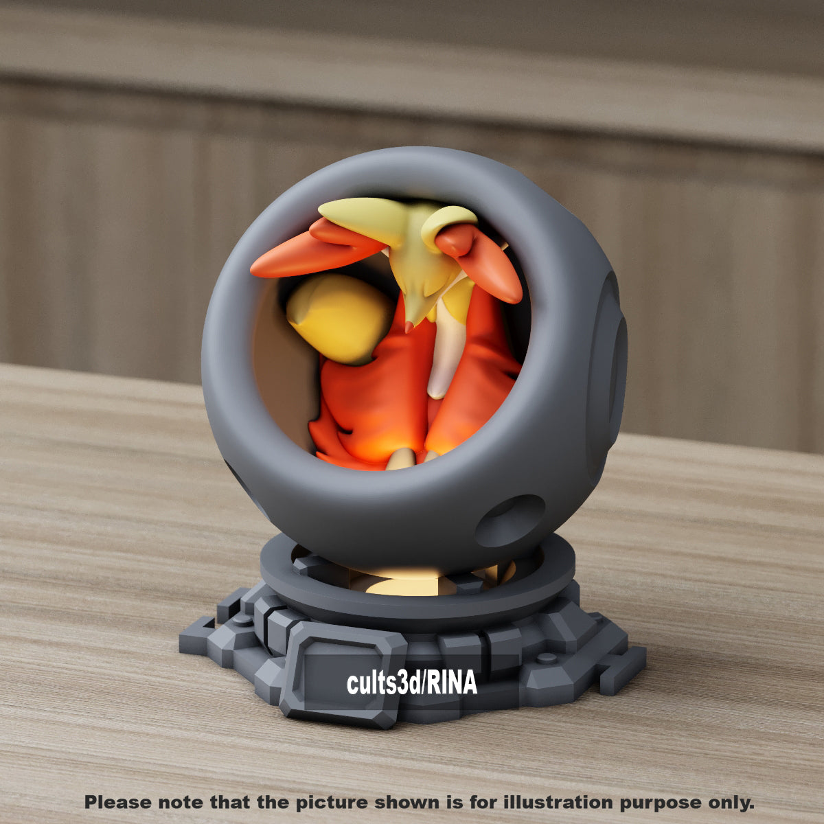Medium - Single Metallic Translucent Color Resting Mon in a Pod stand with Puck Light