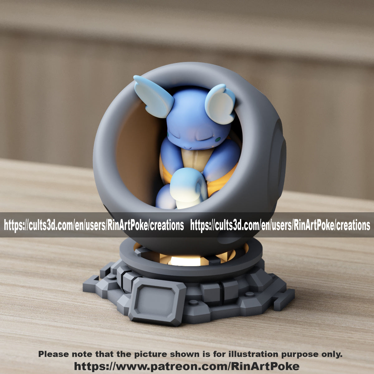 Medium - Single Metallic Translucent Color Resting Mon in a Pod stand with Puck Light