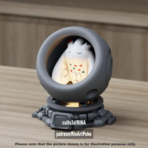 Small - Single Metallic Translucent Color Resting Mon in a Pod stand with Puck Light