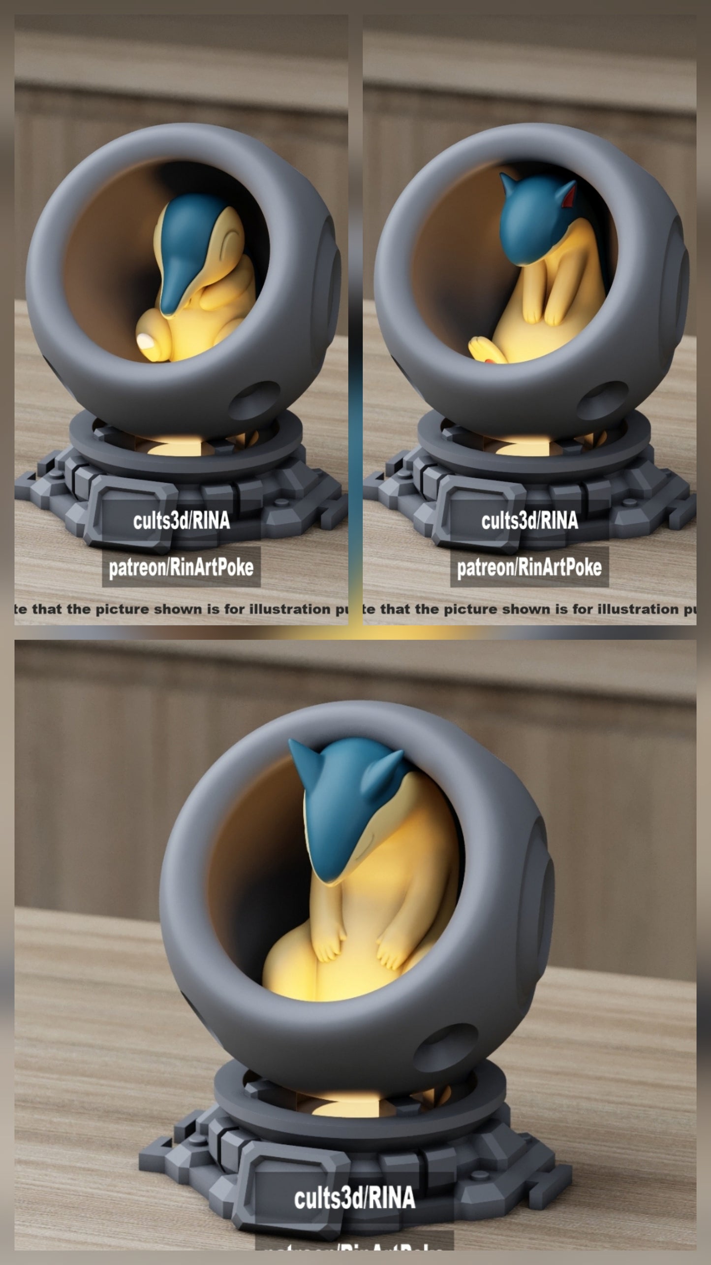 Medium - Single Metallic Translucent Color Resting Mon in a Pod stand with Puck Light