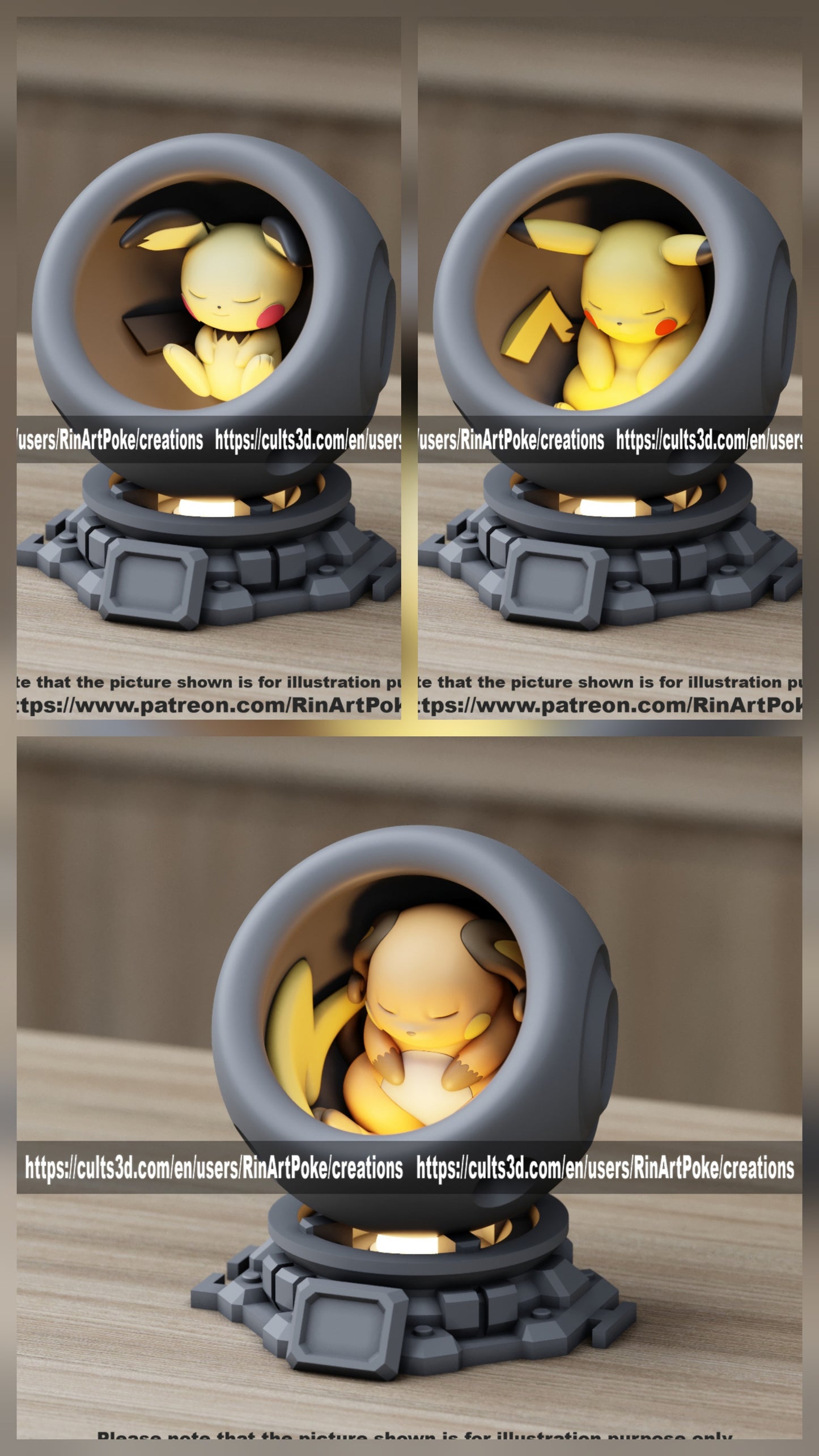 Medium - Single Metallic Translucent Color Resting Mon in a Pod stand with Puck Light