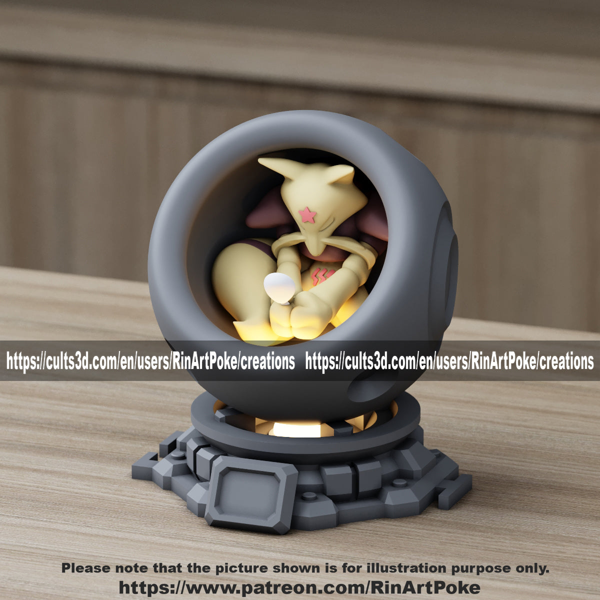 Medium - Single Metallic Translucent Color Resting Mon in a Pod stand with Puck Light