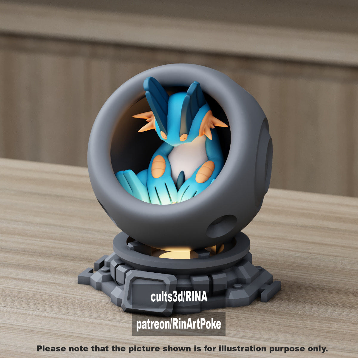 Small - Single Metallic Translucent Color Resting Mon in a Pod stand with Puck Light