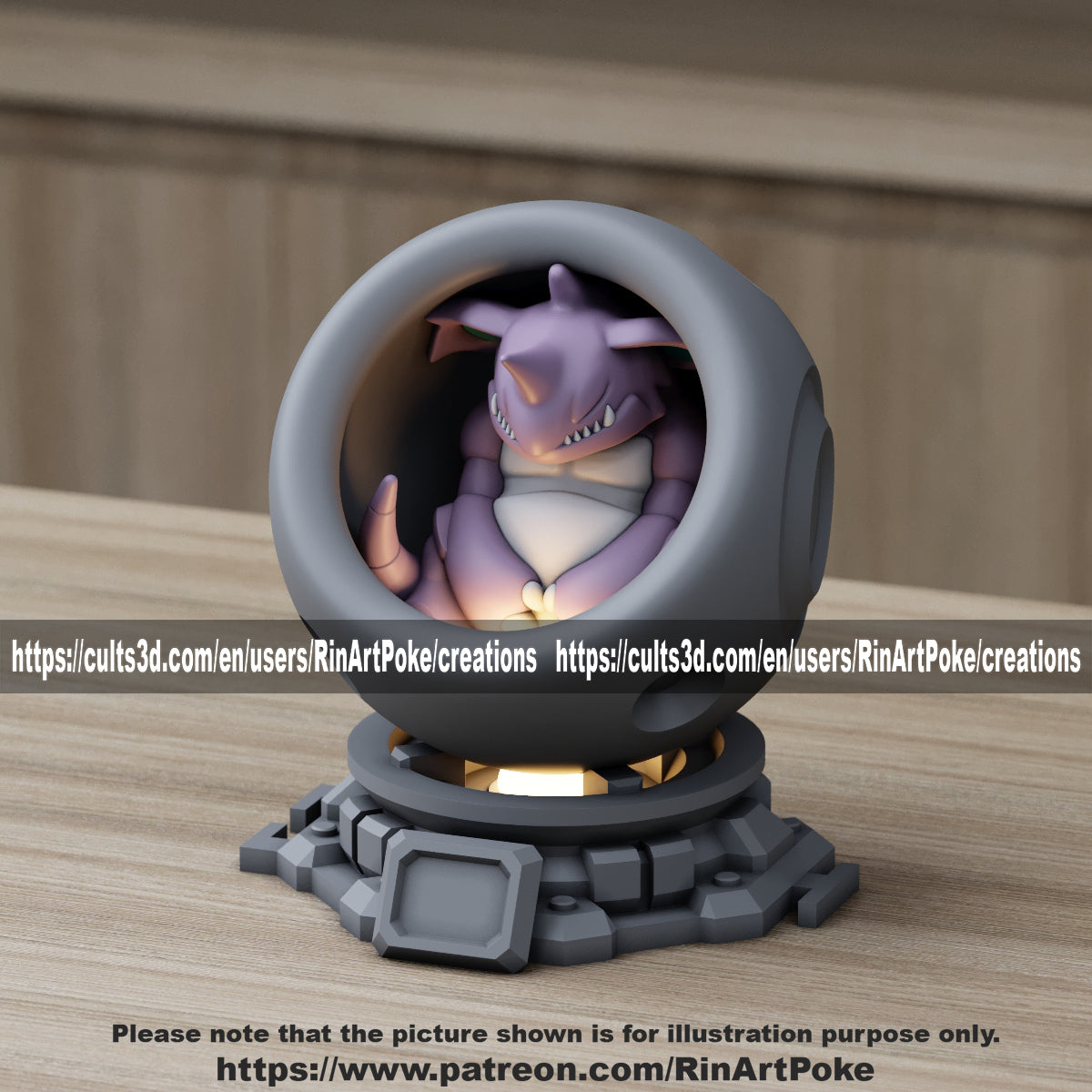 Medium - Single Metallic Translucent Color Resting Mon in a Pod stand with Puck Light
