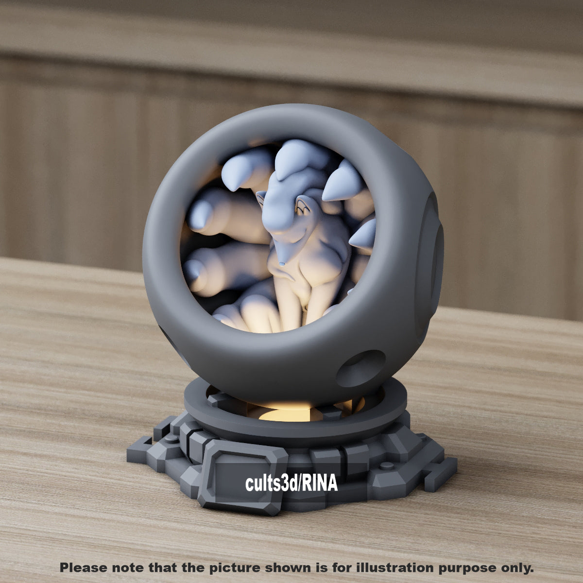 Medium - Single Metallic Translucent Color Resting Mon in a Pod stand with Puck Light