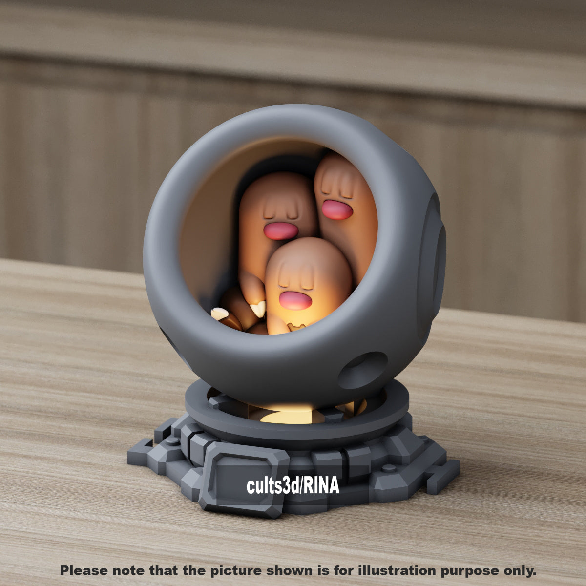 Medium - Single Metallic Translucent Color Resting Mon in a Pod stand with Puck Light