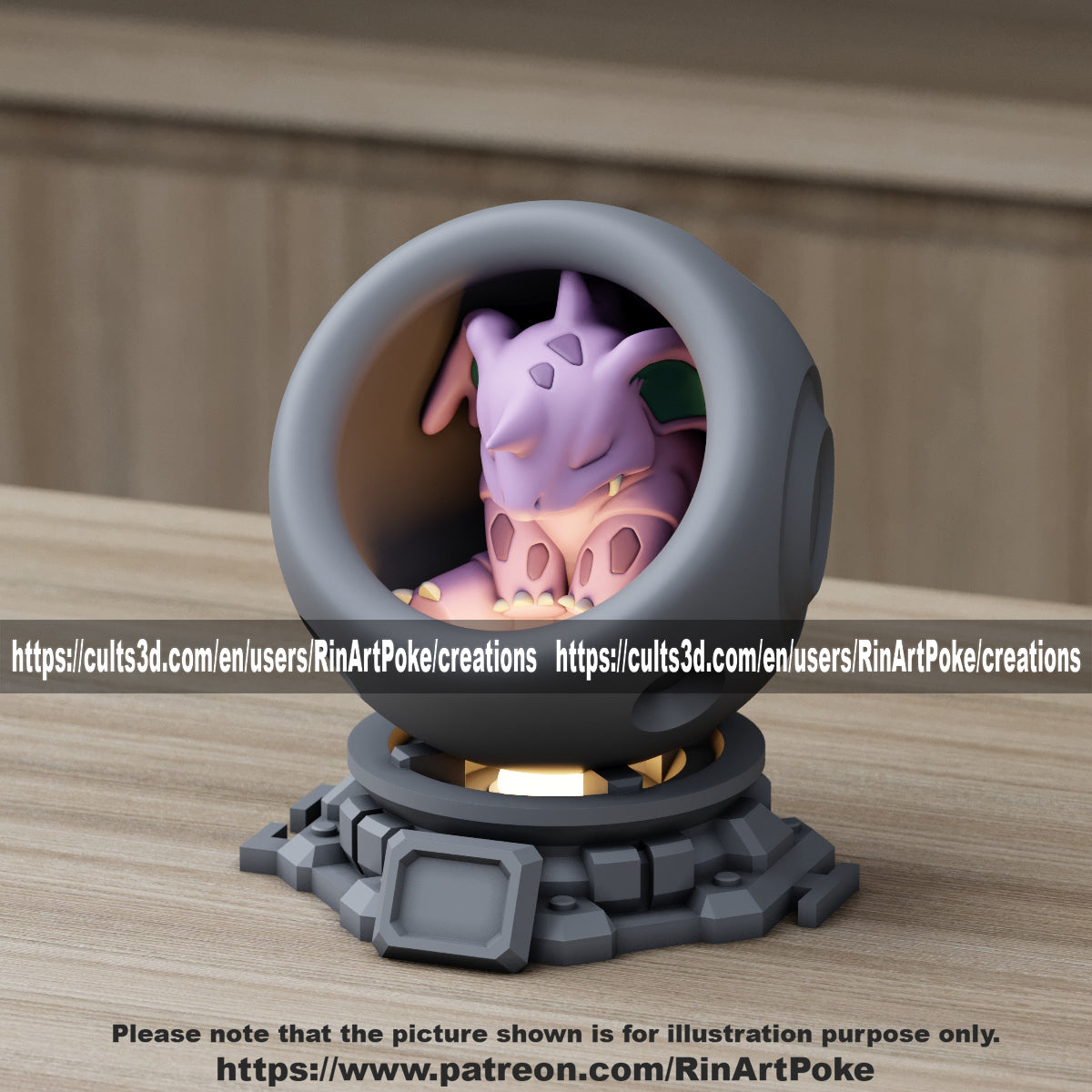 Medium - Single Metallic Translucent Color Resting Mon in a Pod stand with Puck Light