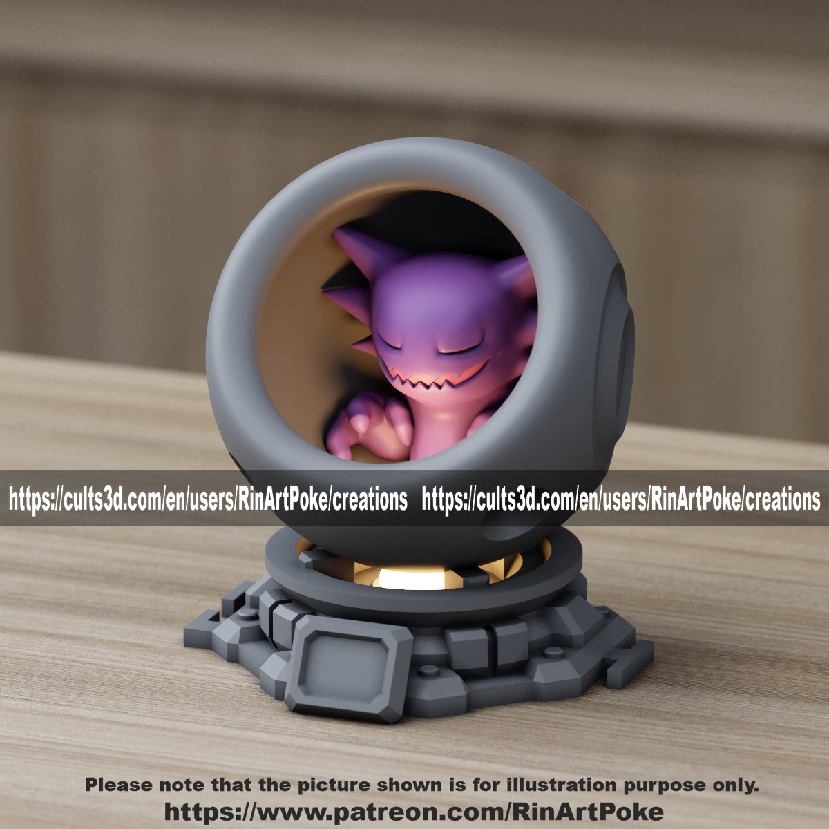 Medium - Single Metallic Translucent Color Resting Mon in a Pod stand with Puck Light