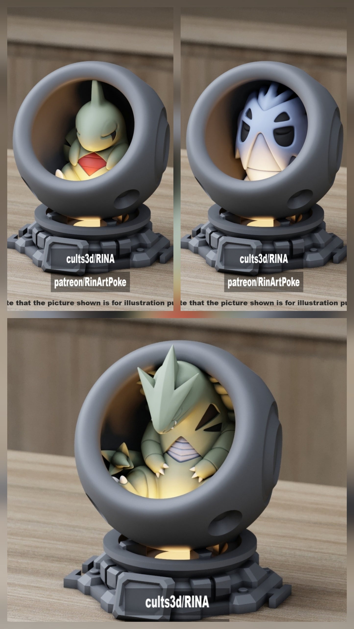 Medium - Single Metallic Translucent Color Resting Mon in a Pod stand with Puck Light