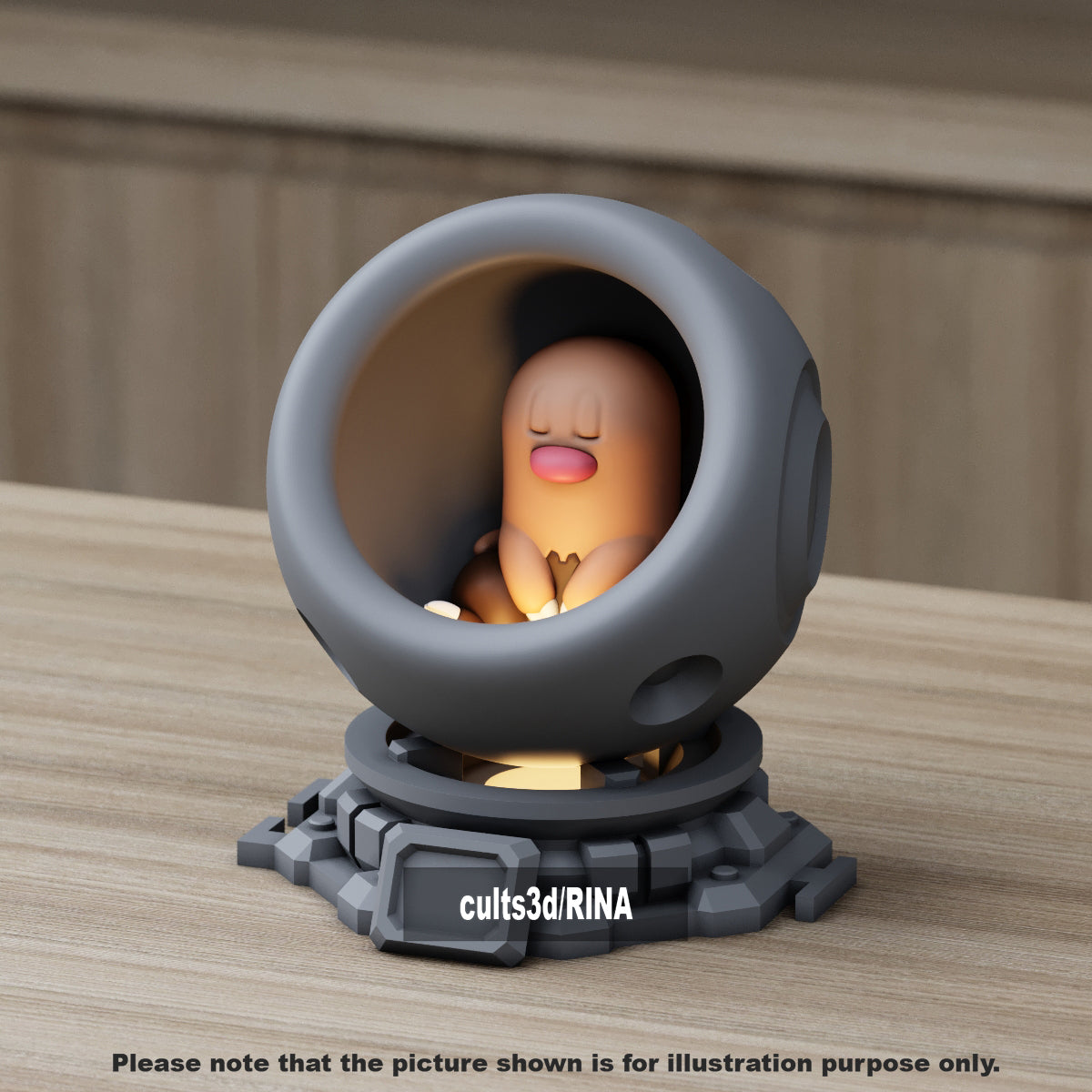 Medium - Single Metallic Translucent Color Resting Mon in a Pod stand with Puck Light