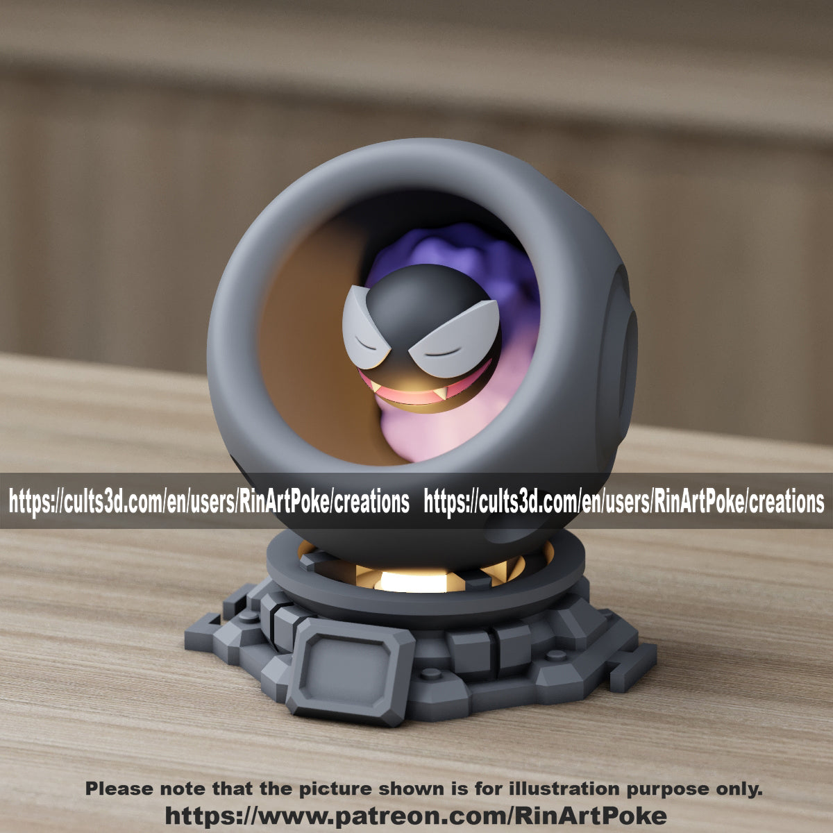Medium - Single Metallic Translucent Color Resting Mon in a Pod stand with Puck Light
