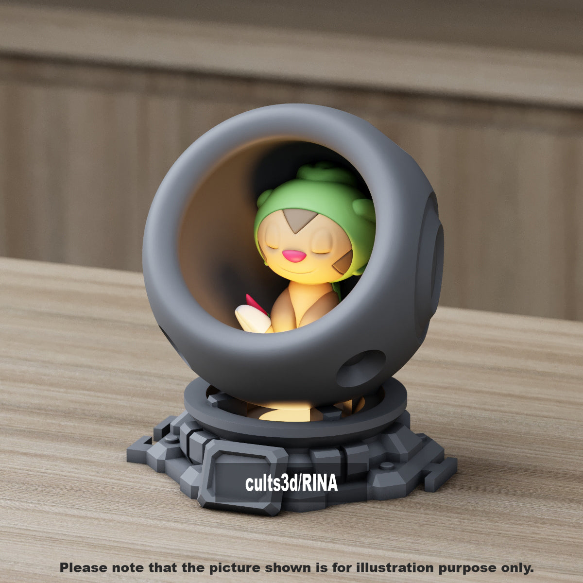 Medium - Single Metallic Translucent Color Resting Mon in a Pod stand with Puck Light