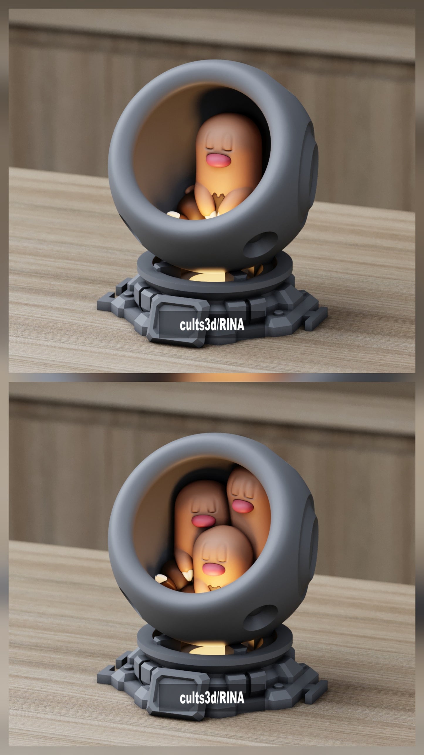 Medium - Single Metallic Translucent Color Resting Mon in a Pod stand with Puck Light