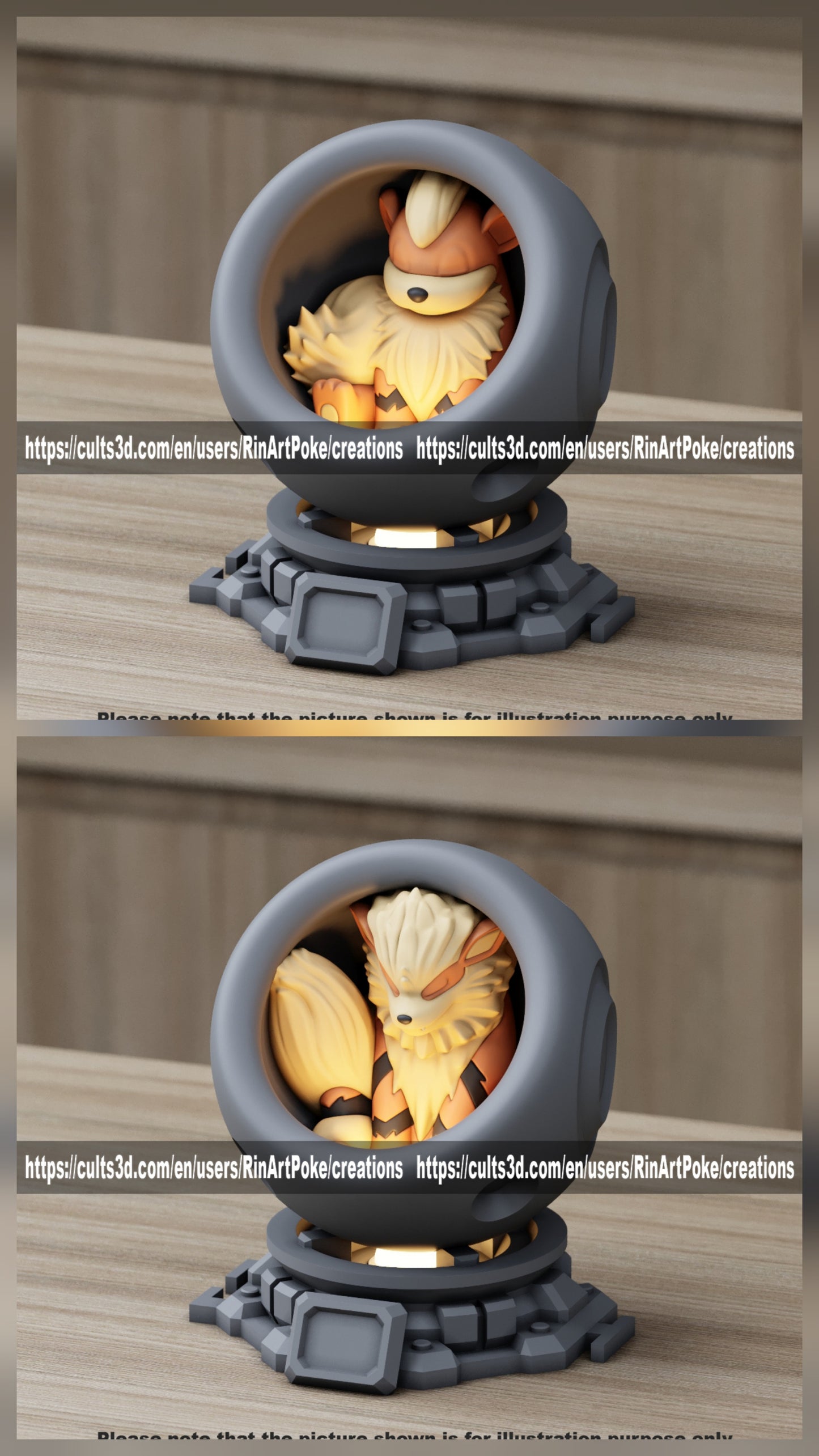 Medium - Single Metallic Translucent Color Resting Mon in a Pod stand with Puck Light