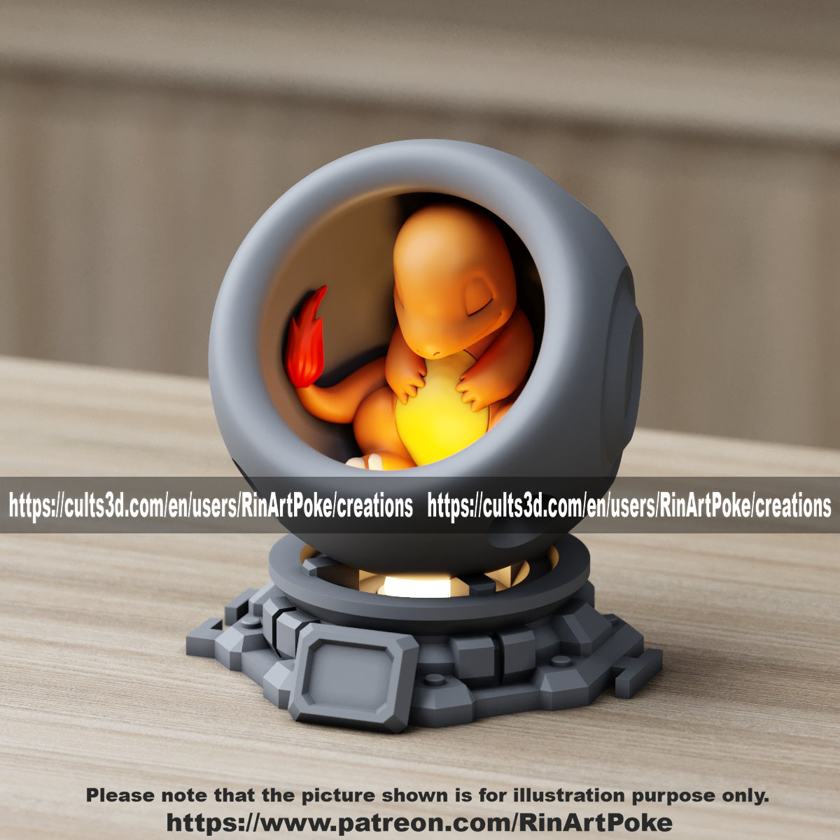 Medium - Single Metallic Translucent Color Resting Mon in a Pod stand with Puck Light