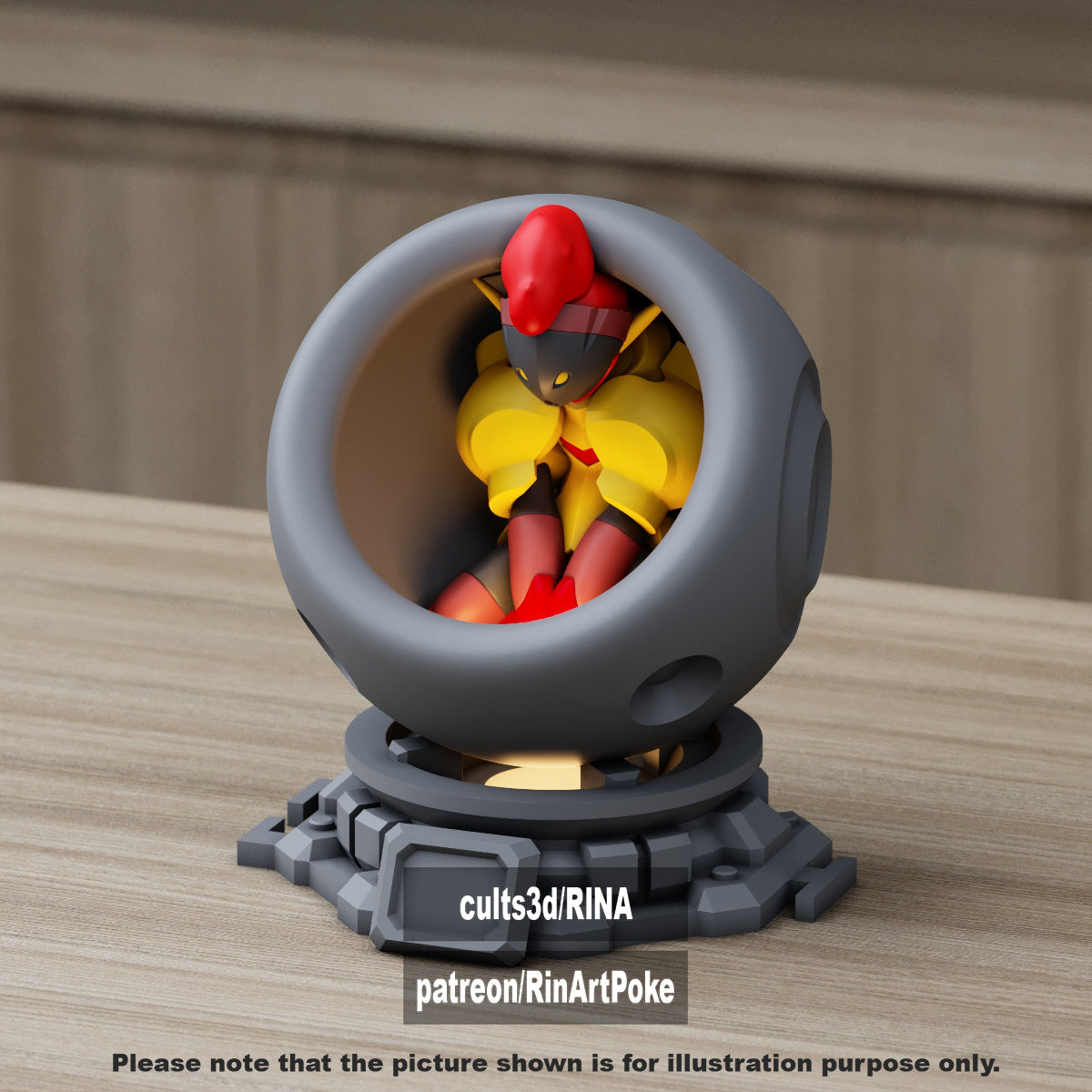 Small - Single Metallic Translucent Color Resting Mon in a Pod stand with Puck Light
