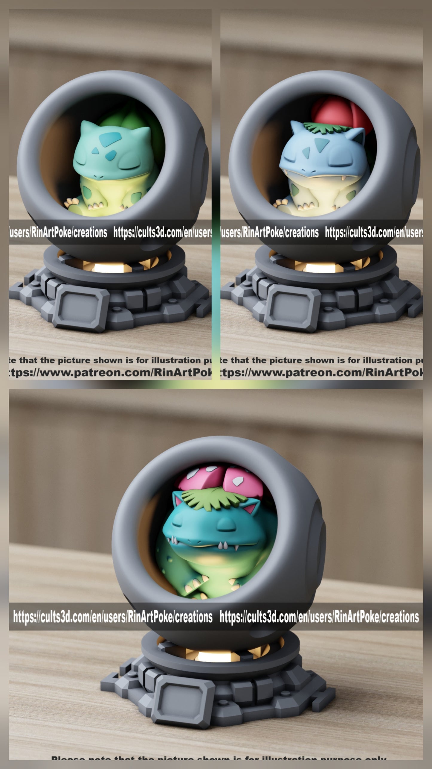 Medium - Single Metallic Translucent Color Resting Mon in a Pod stand with Puck Light