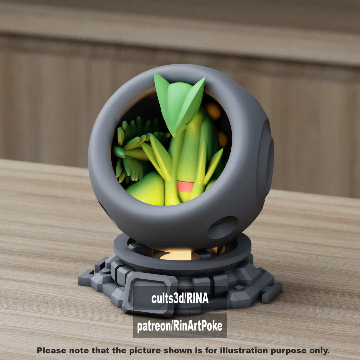 Small - Single Metallic Translucent Color Resting Mon in a Pod stand with Puck Light