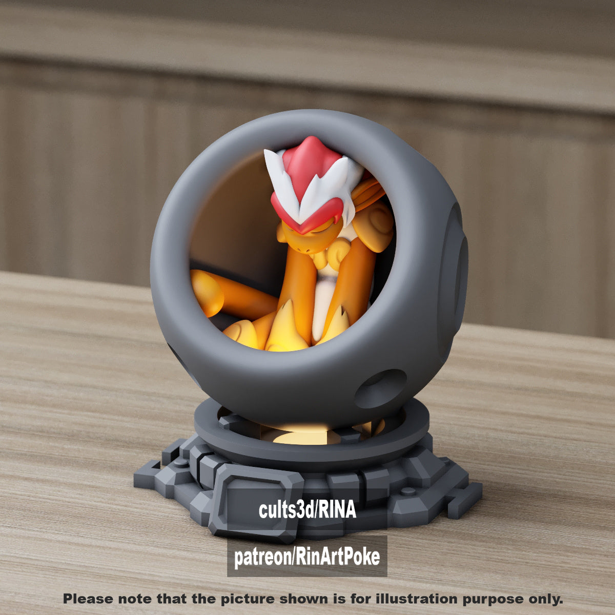 Small - Single Metallic Translucent Color Resting Mon in a Pod stand with Puck Light