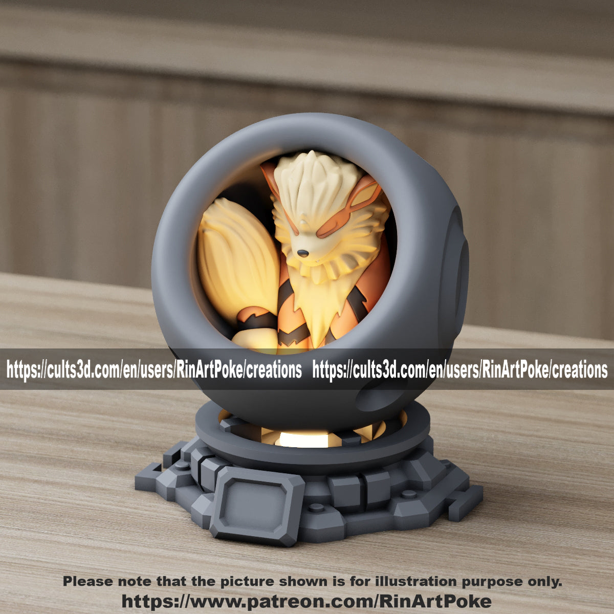 Medium - Single Metallic Translucent Color Resting Mon in a Pod stand with Puck Light