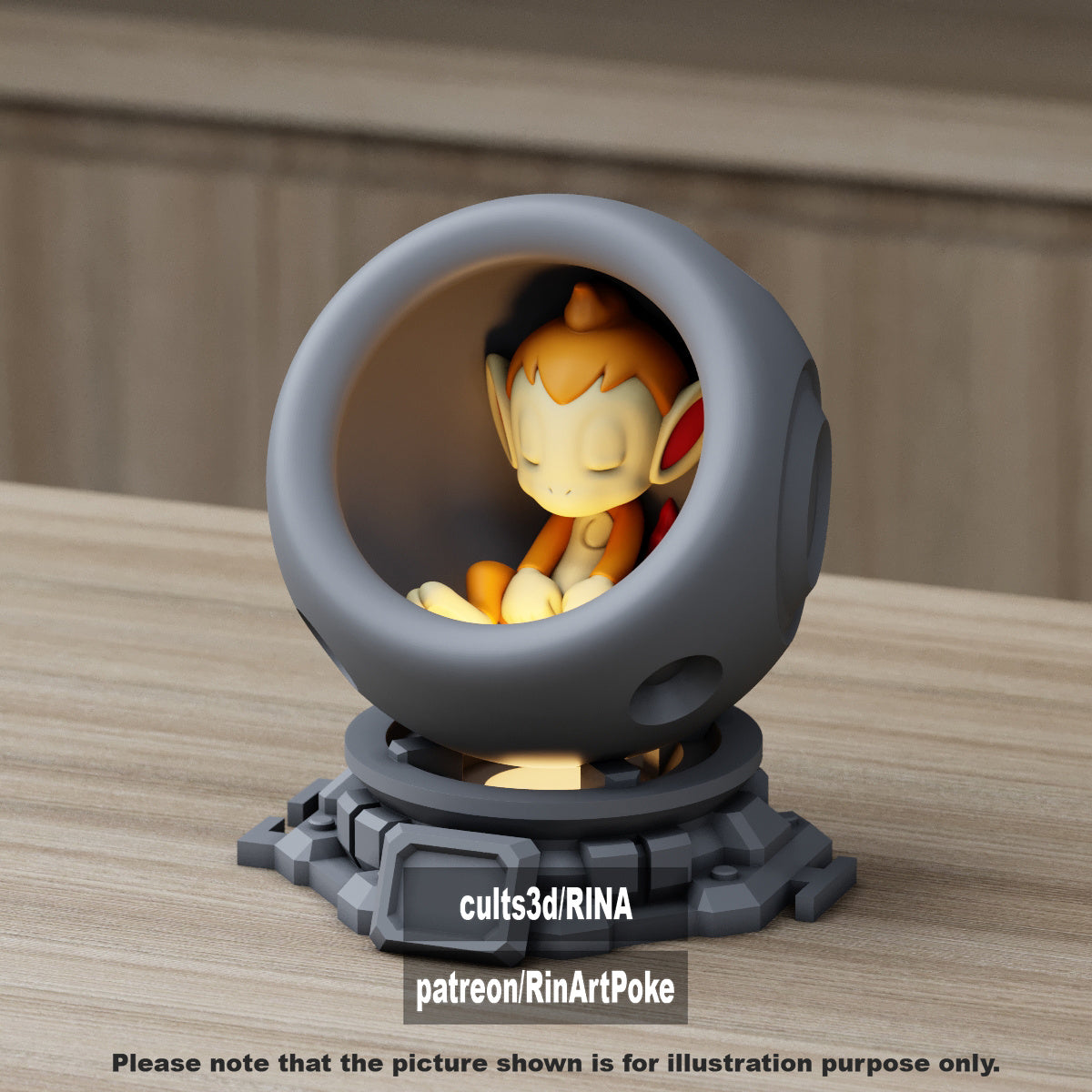Small - Single Metallic Translucent Color Resting Mon in a Pod stand with Puck Light