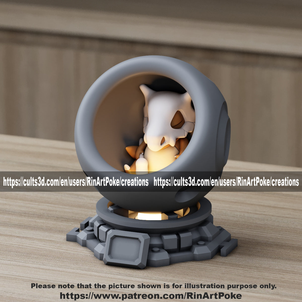 Medium - Single Metallic Translucent Color Resting Mon in a Pod stand with Puck Light