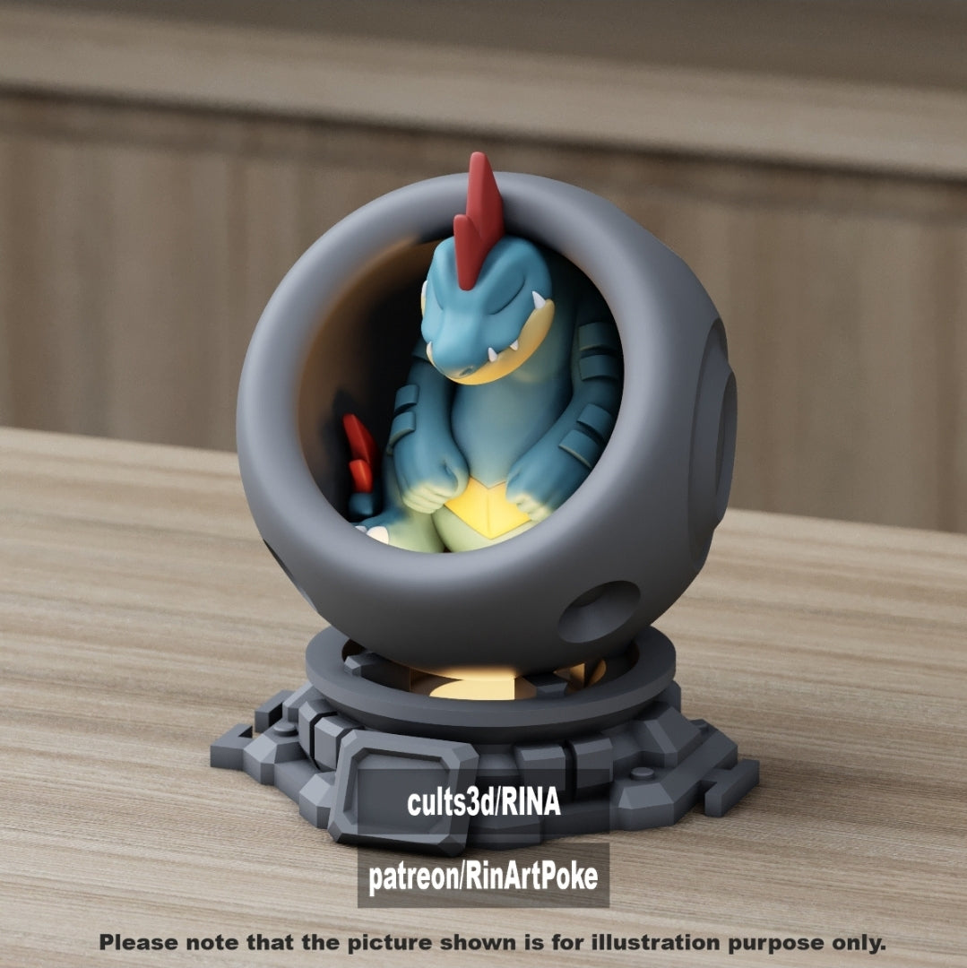 Medium - Single Metallic Translucent Color Resting Mon in a Pod stand with Puck Light