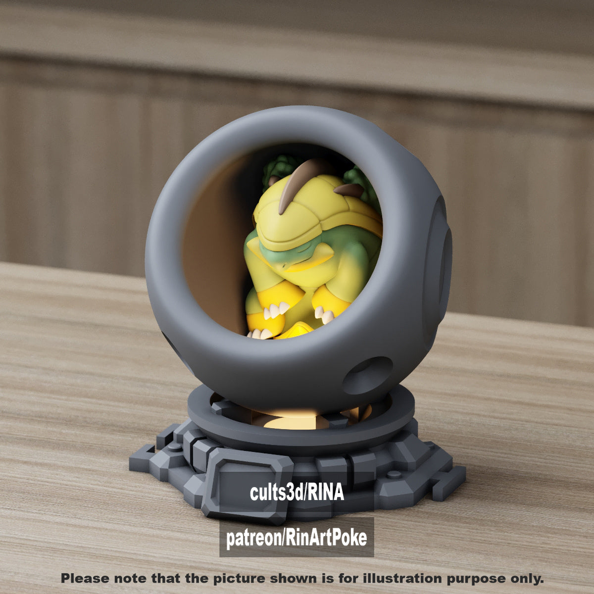 Small - Single Metallic Translucent Color Resting Mon in a Pod stand with Puck Light